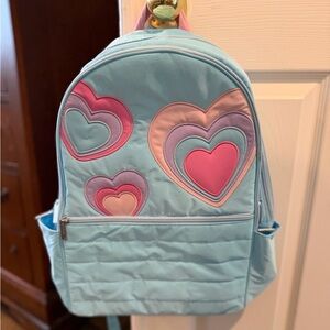 iSCREAM Kids Happy Heart Puffy Quilted Backpack - Light Blue and Pink